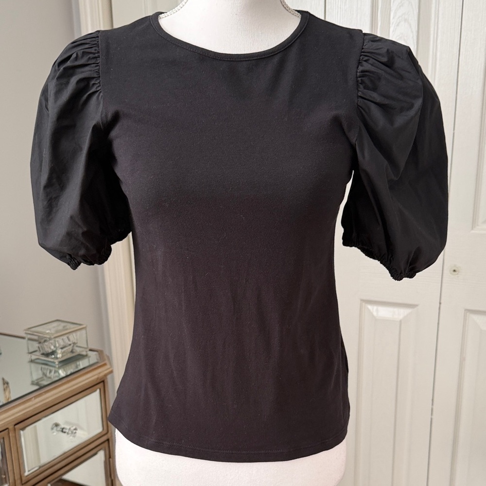 H&M Black Puff Sleeve Women's Top Small Totally Fabulous & Flattering ❤️